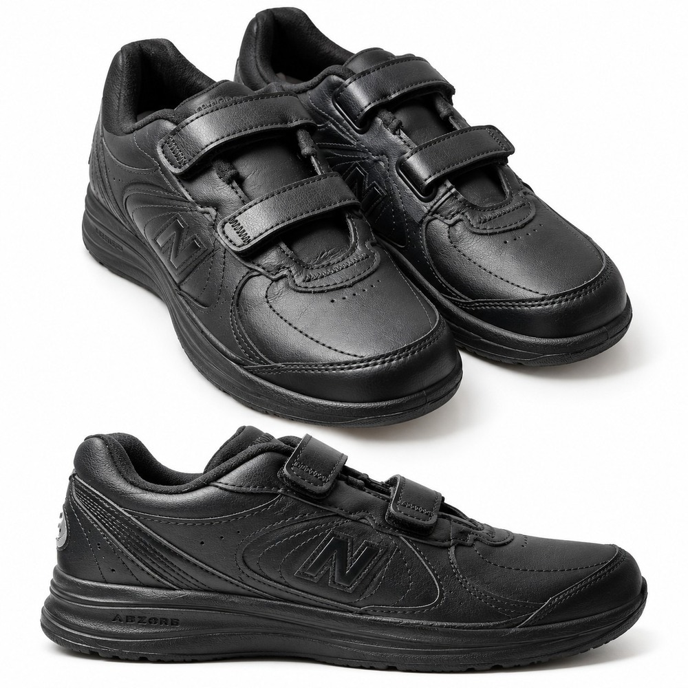NEW BALANCE 577 Walking Shoe Sneaker Womens Sz 7.5 Triple Black Adjustable Strap